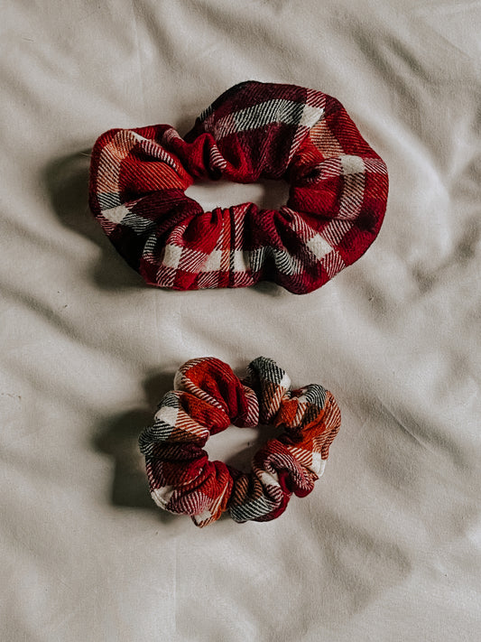 Red and Orange Plaid Scrunchie