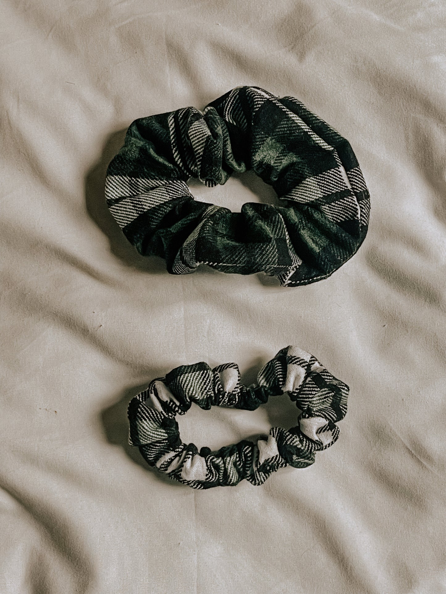 Dark Green Plaid Scrunchie