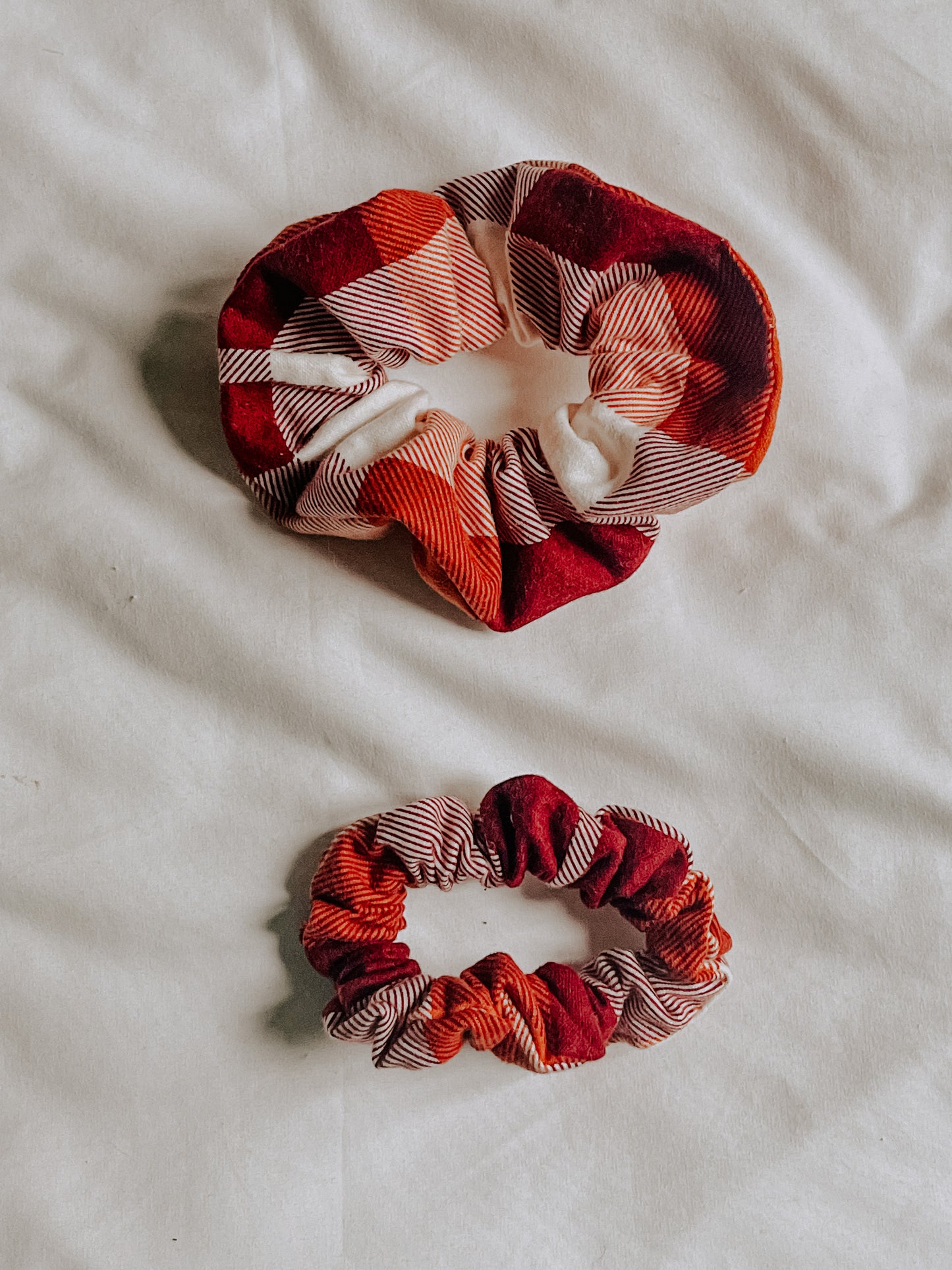 Red and Orange Check Scrunchie