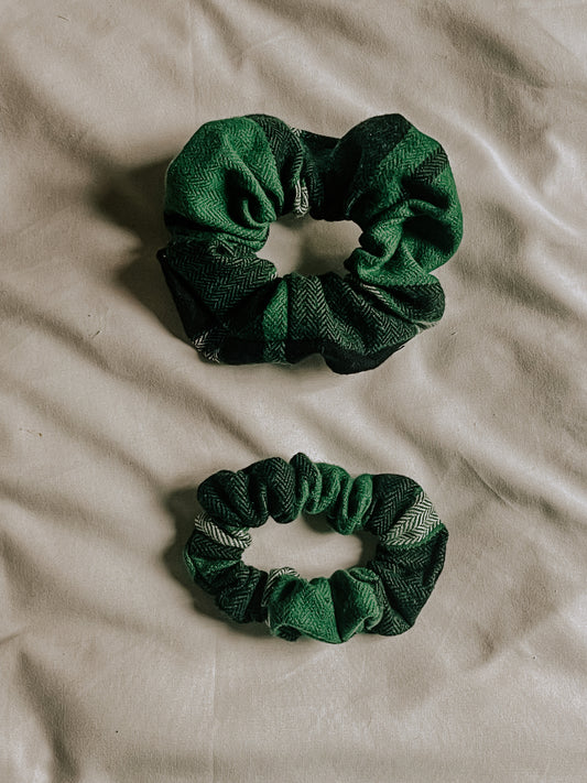 Green Plaid Scrunchie