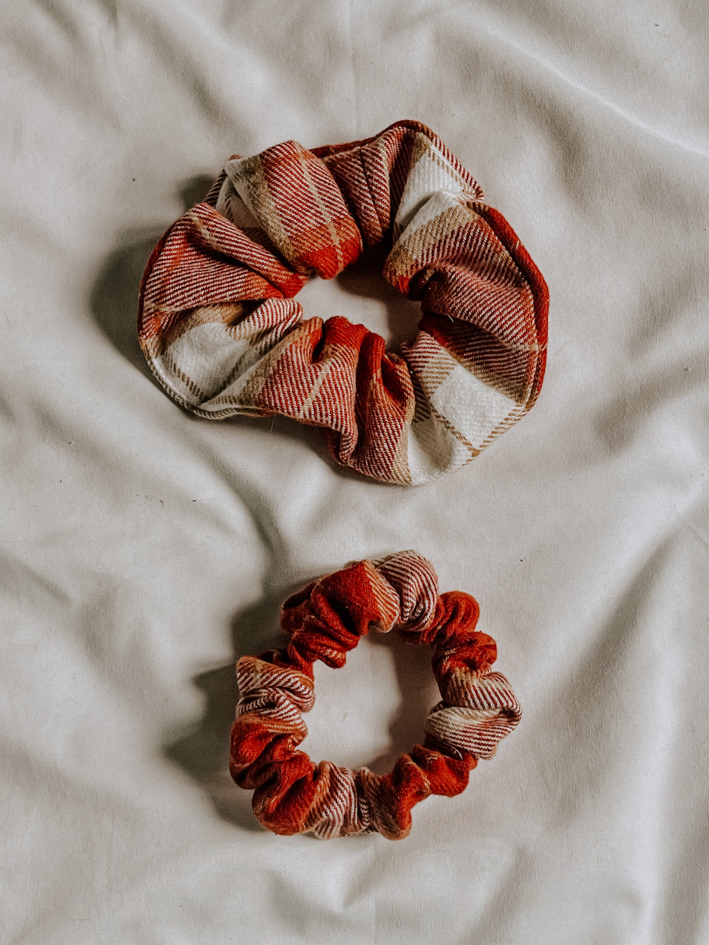 Orange and Tan Plaid Scrunchie