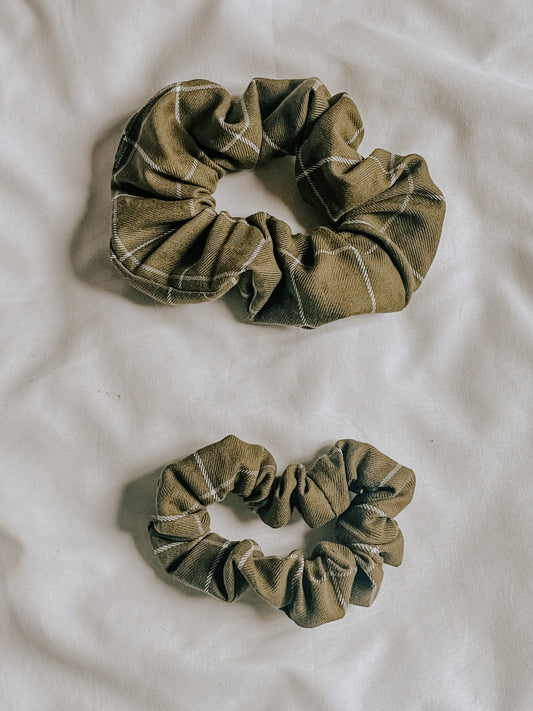 Sage Plaid Scrunchie