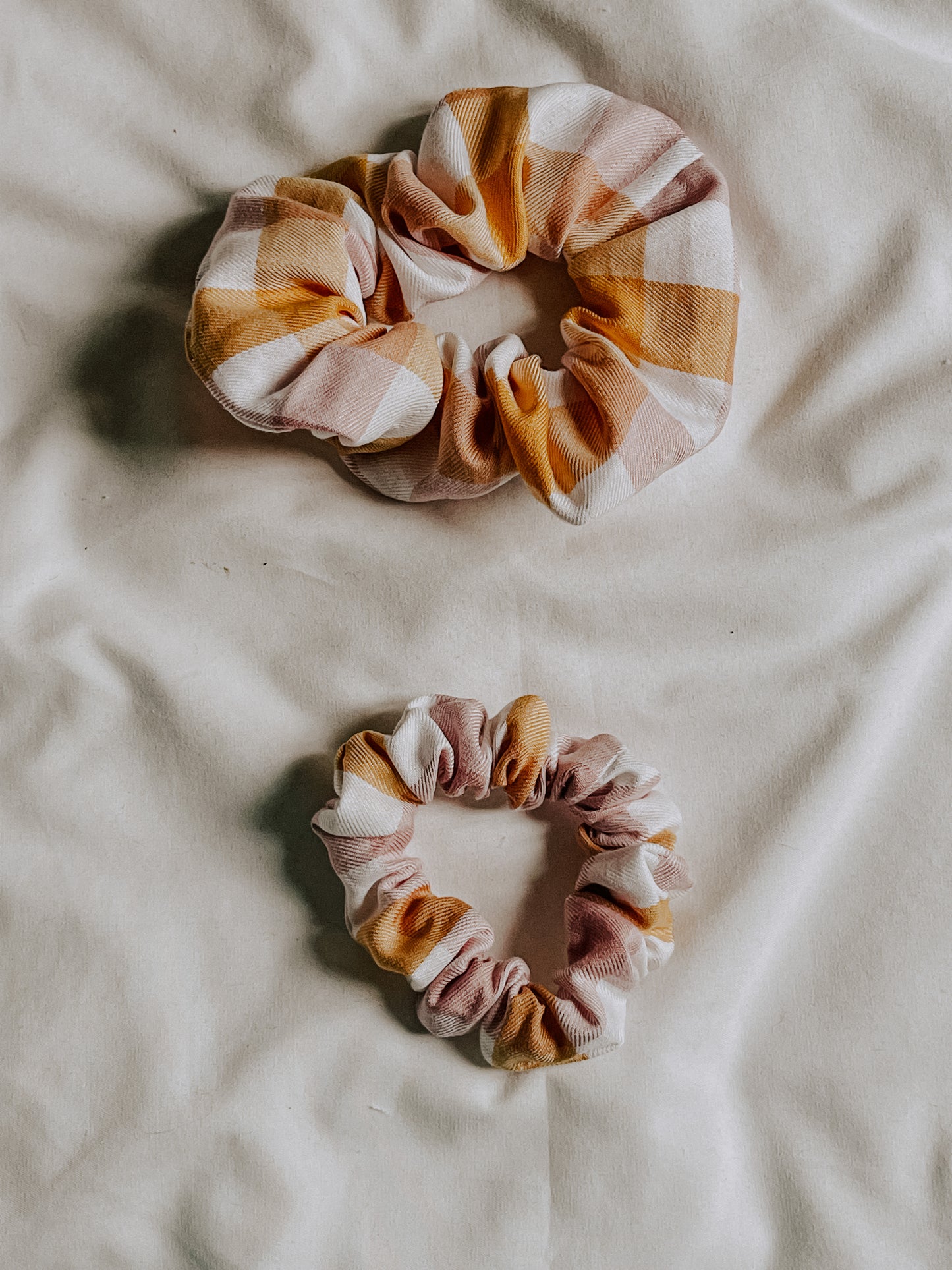 Pink and Yellow Check Scrunchie