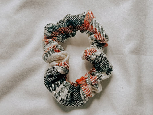 Orange and Black Plaid Scrunchie